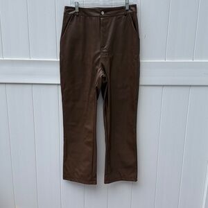 Amazon Women's Brown Straight Leg faux leatherPants SZ L